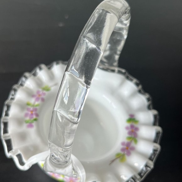 Fenton Silver Crest Violets-in-the-Snow Basket // Signed Dane F. // Easter Decor - Picture 6 of 8